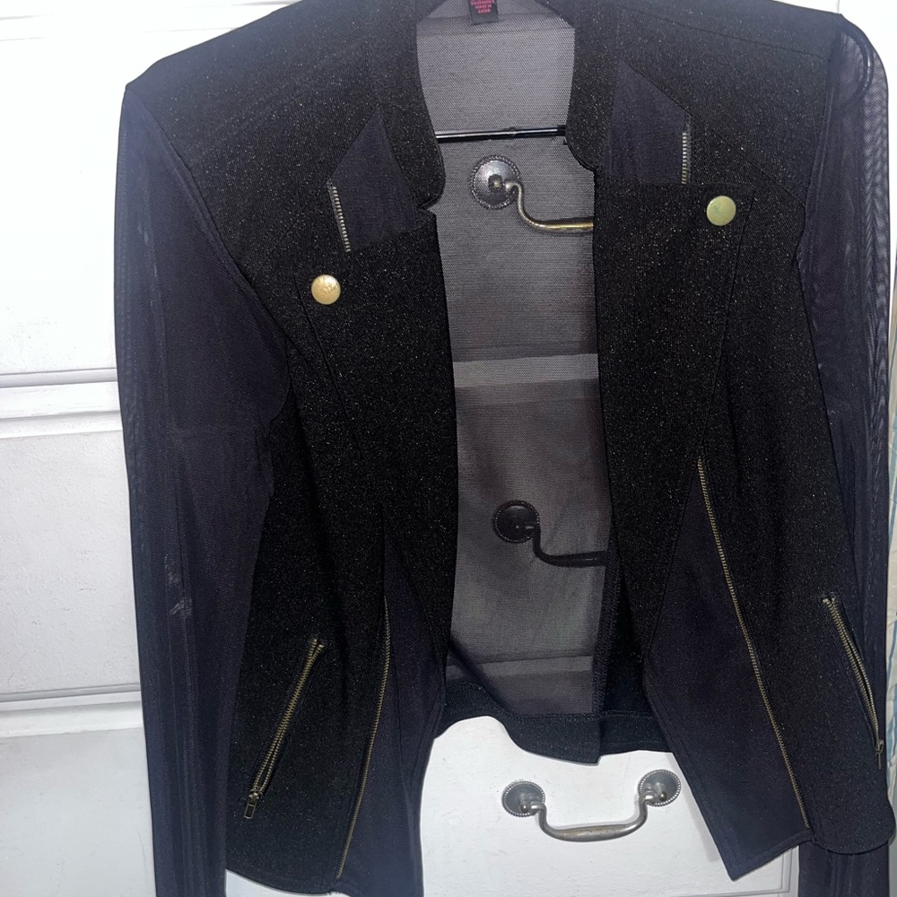 Black Sheer Jacket with Gold Accents